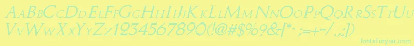 Fonte StoweI – fontes verdes em um fundo amarelo