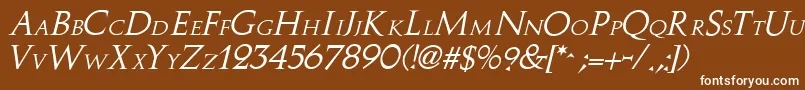StoweI-fontti – valkoiset fontit ruskealla taustalla