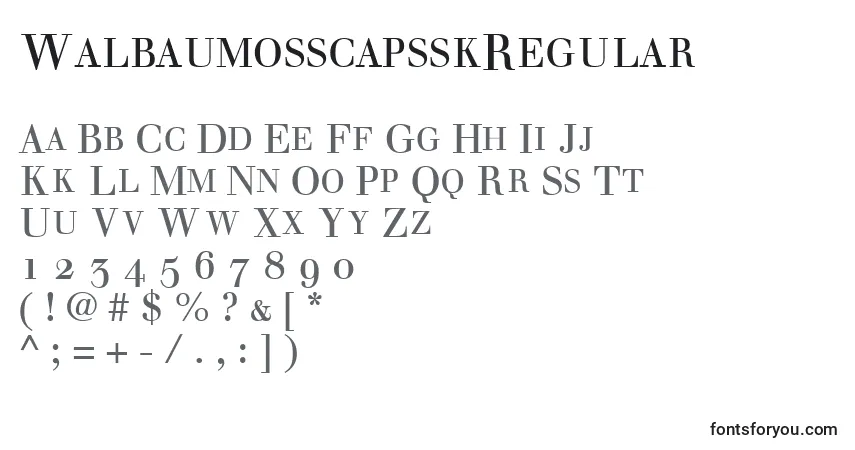 Fuente WalbaumosscapsskRegular - alfabeto, números, caracteres especiales
