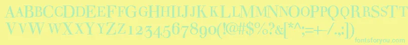 WalbaumosscapsskRegular Font – Green Fonts on Yellow Background