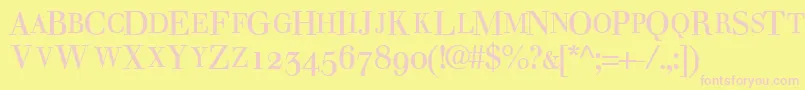 WalbaumosscapsskRegular-fontti – vaaleanpunaiset fontit keltaisella taustalla