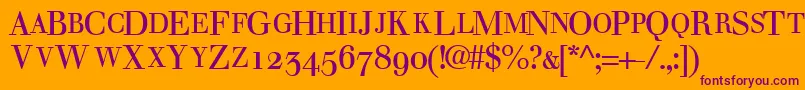 WalbaumosscapsskRegular-Schriftart – Violette Schriften auf orangefarbenem Hintergrund