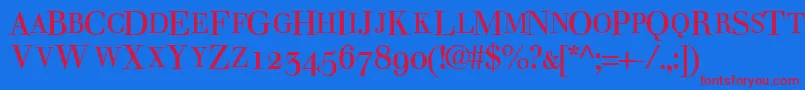 WalbaumosscapsskRegular-Schriftart – Rote Schriften auf blauem Hintergrund