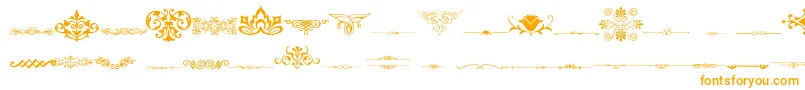 Weitere Informationen zur VintageDecorativeSigns3-Schriftart VintageDecorativeSigns3-Schriftart – Orangefarbene Schriften auf weißem Hintergrund