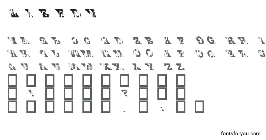 Schriftart Tiefdv – Alphabet, Zahlen, spezielle Symbole