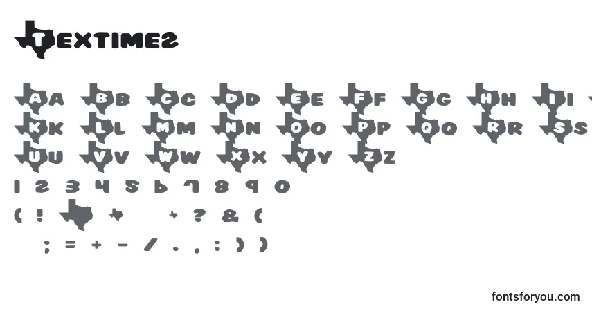 Czcionka Textime2 – alfabet, cyfry, specjalne znaki