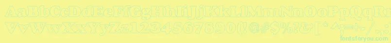 MacbethHollowBold Font – Green Fonts on Yellow Background