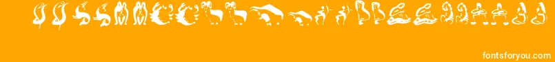 Zodiac1-Schriftart – Weiße Schriften auf orangefarbenem Hintergrund