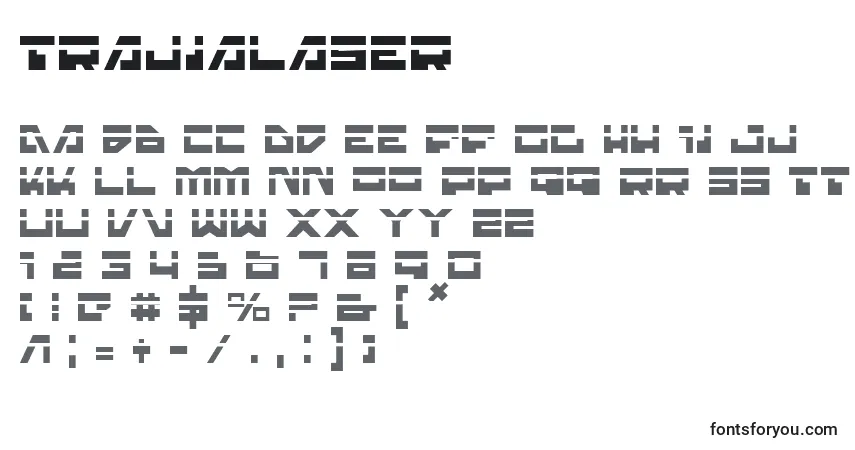 Czcionka Trajialaser – alfabet, cyfry, specjalne znaki
