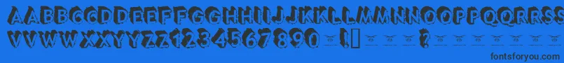 Tacotruckmilitia-Schriftart – Schwarze Schriften auf blauem Hintergrund