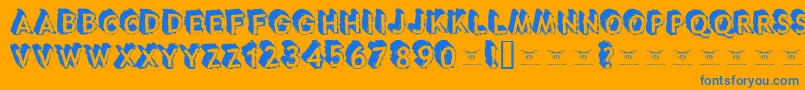 Weitere Informationen zur Tacotruckmilitia-Schriftart Tacotruckmilitia-Schriftart – Blaue Schriften auf orangefarbenem Hintergrund