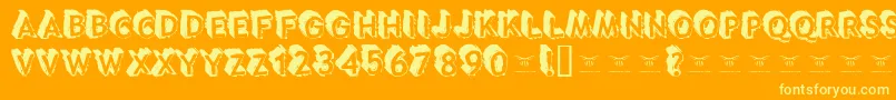 Tacotruckmilitia-Schriftart – Gelbe Schriften auf orangefarbenem Hintergrund