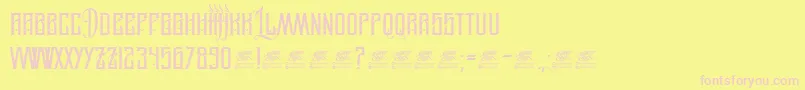 LegionOfDarwin-fontti – vaaleanpunaiset fontit keltaisella taustalla