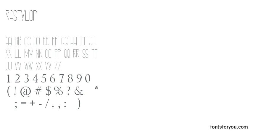 Czcionka RastyLop – alfabet, cyfry, specjalne znaki