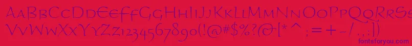 BraganzaScItcLight Font – Purple Fonts on Red Background