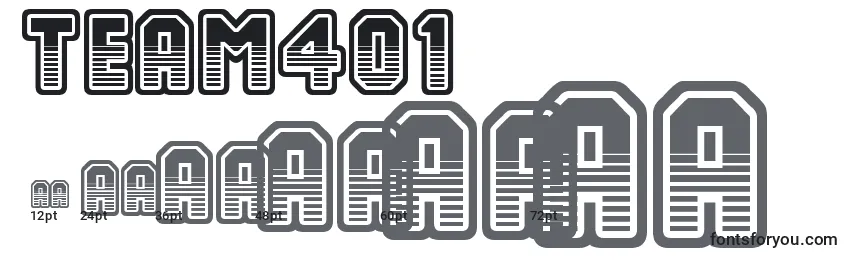 Größen der Schriftart Team401