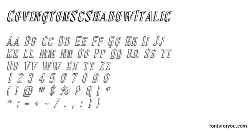 CovingtonScShadowItalic font – alphabet, numbers, special characters