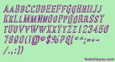CovingtonScShadowItalic font – Purple Fonts On Green Background