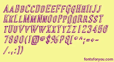 CovingtonScShadowItalic font – Purple Fonts On Yellow Background