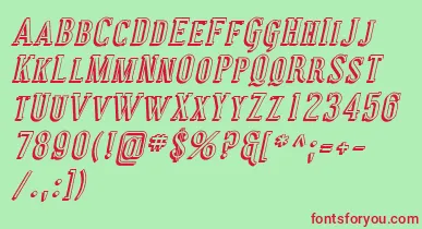 CovingtonScShadowItalic font – Red Fonts On Green Background