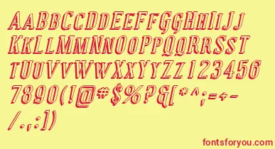 CovingtonScShadowItalic font – Red Fonts On Yellow Background