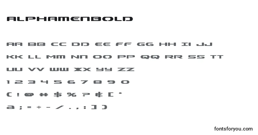Fuente Alphamenbold - alfabeto, números, caracteres especiales