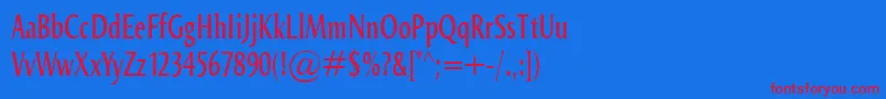 OdenseCompr Font – Red Fonts on Blue Background