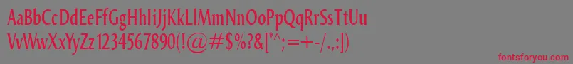 フォントOdenseCompr – 赤い文字の灰色の背景