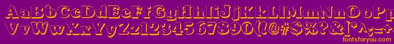 TypographersubwayShadow-Schriftart – Orangefarbene Schriften auf violettem Hintergrund