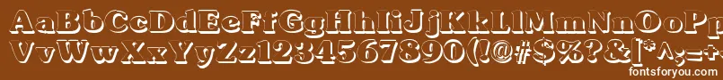 TypographersubwayShadow-fontti – valkoiset fontit ruskealla taustalla