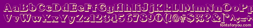 Fonte TypographersubwayShadow – fontes amarelas em um fundo roxo