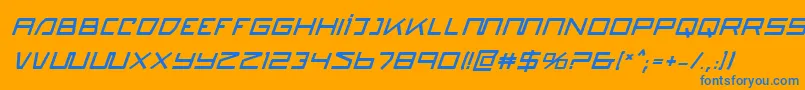 フォントQuasitronbi – オレンジの背景に青い文字