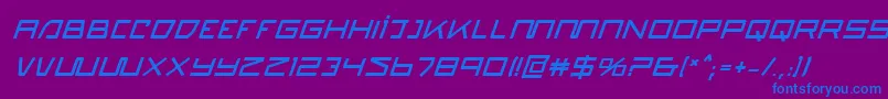 フォントQuasitronbi – 紫色の背景に青い文字