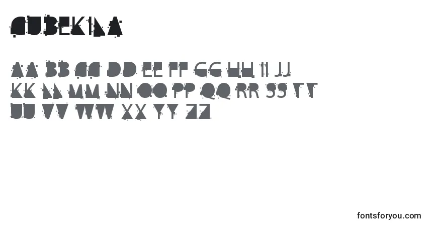 A fonte CubeKila – alfabeto, números, caracteres especiais