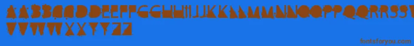 フォントCubeKila – 茶色の文字が青い背景にあります。
