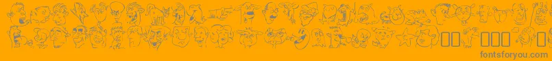 SappymugsRegular-fontti – harmaat kirjasimet oranssilla taustalla