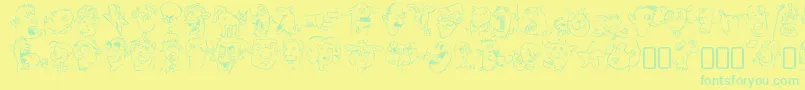 SappymugsRegular Font – Green Fonts on Yellow Background