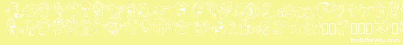 Fonte SappymugsRegular – fontes brancas em um fundo amarelo