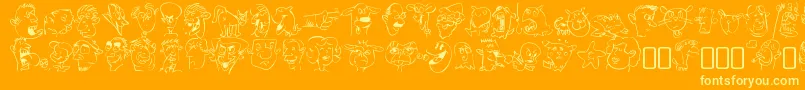フォントSappymugsRegular – オレンジの背景に黄色の文字