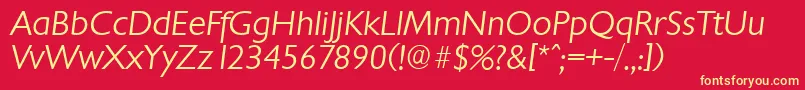 ChantillyserialLightItalic Font – Yellow Fonts on Red Background