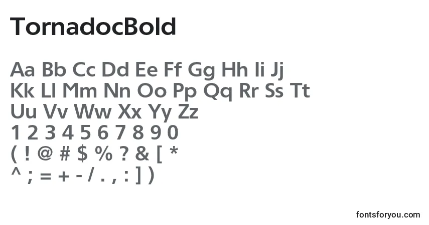 A fonte TornadocBold – alfabeto, números, caracteres especiais