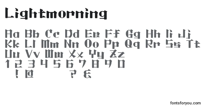 Czcionka Lightmorning – alfabet, cyfry, specjalne znaki