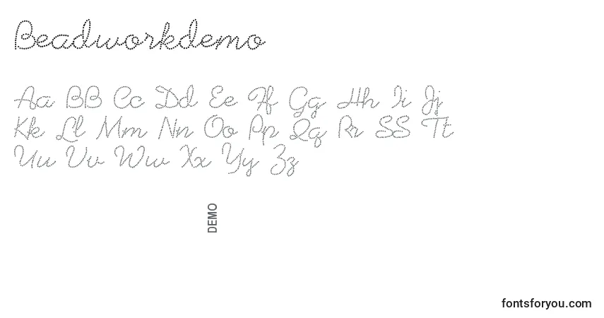 Schriftart Beadworkdemo – Alphabet, Zahlen, spezielle Symbole