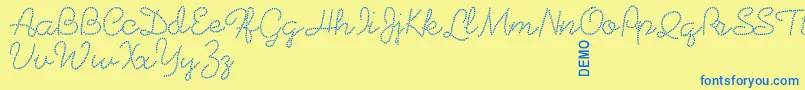 Więcej informacji o czcionce Beadworkdemo Czcionka Beadworkdemo – niebieskie czcionki na żółtym tle