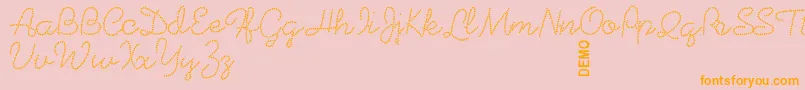 Beadworkdemo-Schriftart – Orangefarbene Schriften auf rosa Hintergrund