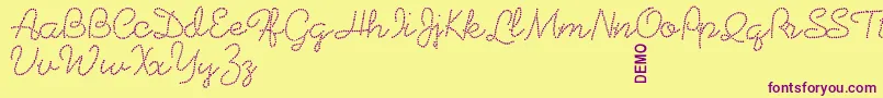 Beadworkdemo Font – Purple Fonts on Yellow Background