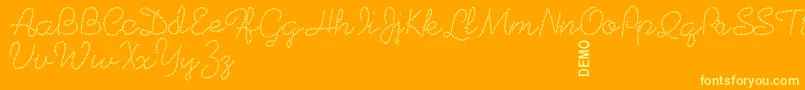 Beadworkdemo-Schriftart – Gelbe Schriften auf orangefarbenem Hintergrund
