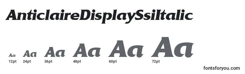 Размеры шрифта AnticlaireDisplaySsiItalic