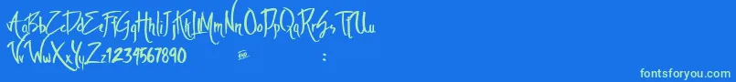 Czcionka Theambiencedemo – zielone czcionki na niebieskim tle