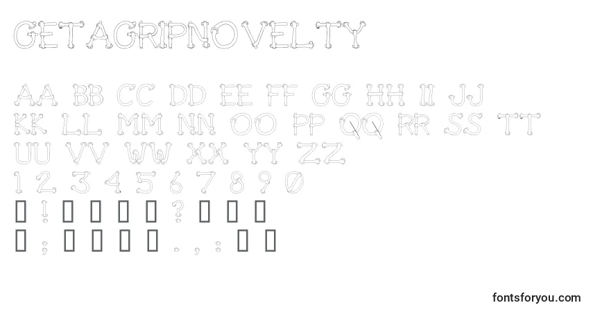A fonte GetAGripNovelty – alfabeto, números, caracteres especiais